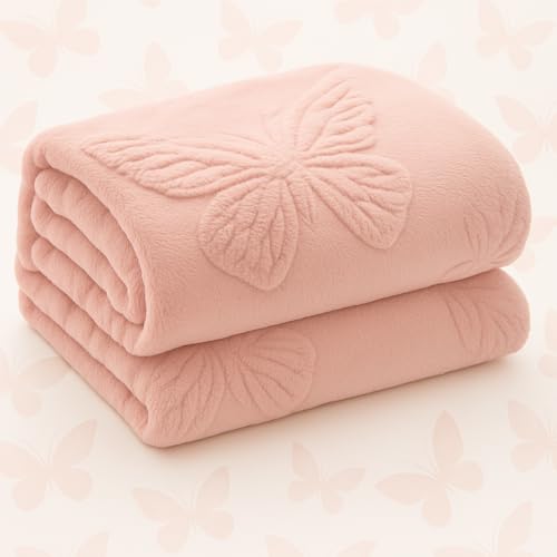 Manta Cobertor Bebê ROSA BORBOLETA/CORAÇÂO – Super Macio, Hipoale...