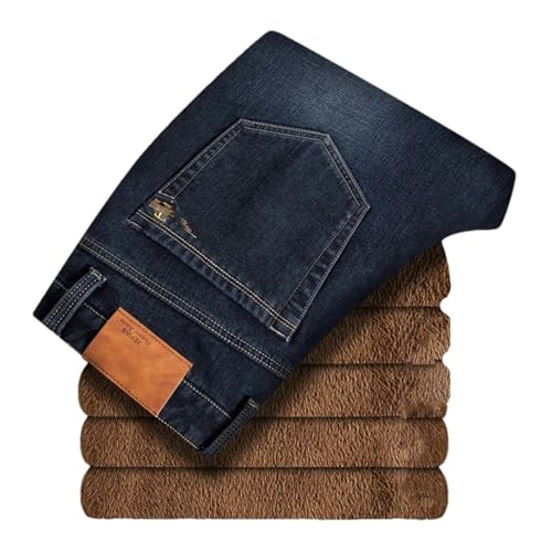 Pantalon d'hiver en denim épais homme coupe ajustée et chaude