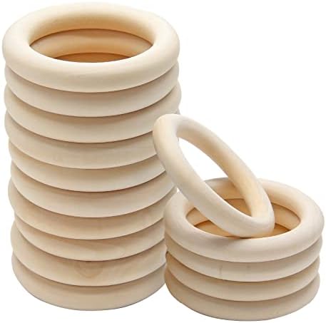 50 Pcs Natural Wooden Rings - Craft Ring Circles 50 Mm - View #7