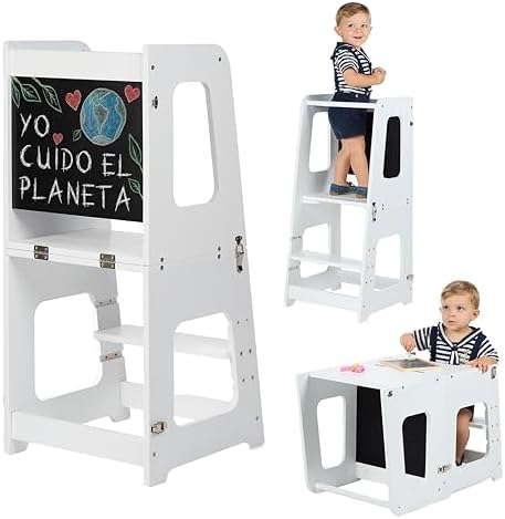 Premium Wooden Folding Learning Tower, 3-in-1 Learning Tower Conv...