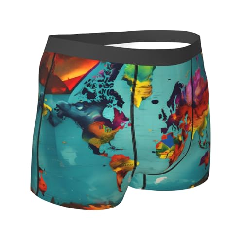World Map Print Essential Boxer Briefs,Elasticated Trunks For Men,Men'S Underwear Boxer Briefs3
