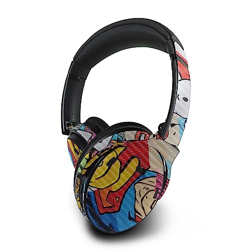 Image of MightySkins Carbon Fiber Skin Compatible with Bose QuietComfort 45 Headphones Cartoon Mania | Protective, Durable Textured Carbon Fiber Finish | Easy to Apply | Made in The USA
