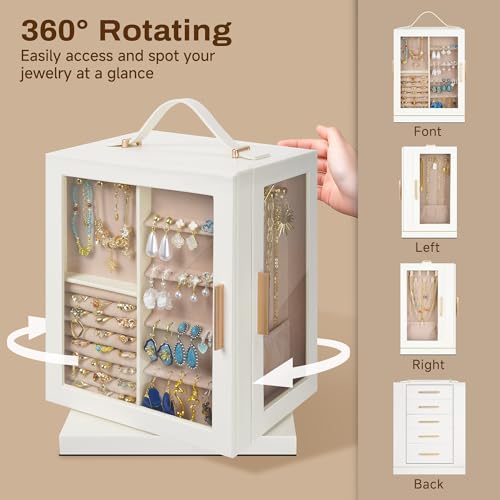 DUMIROICS Jewelry Box Organizer with Handle, Rotating, 5 Drawers, Large by DUMIROICS - Used condition - Image 5