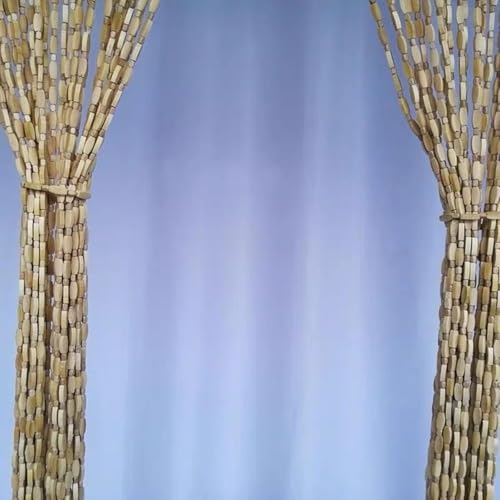 Rideaux de porte en perles bois pour dissimuler un espace de rangement - 3