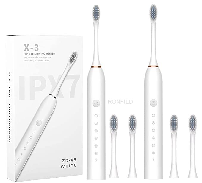 Electric Toothbrush Rechargeable Ideal for Adults, 6 Optional Modes Fast Charging Electric Ultrasonic Toothbrush with 2 min Build in Timer & 4 Replacement Brush Heads (Multi, pack of 1)