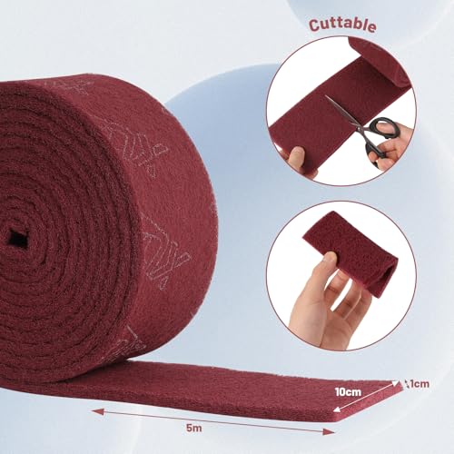 Schleifvlies 5 m x 100 mm Korn 240, Imprägniert für lange Haltbarkeit, Schleifvlies für Holz, Metall, Edelstahl, uvm. (Korn 240)