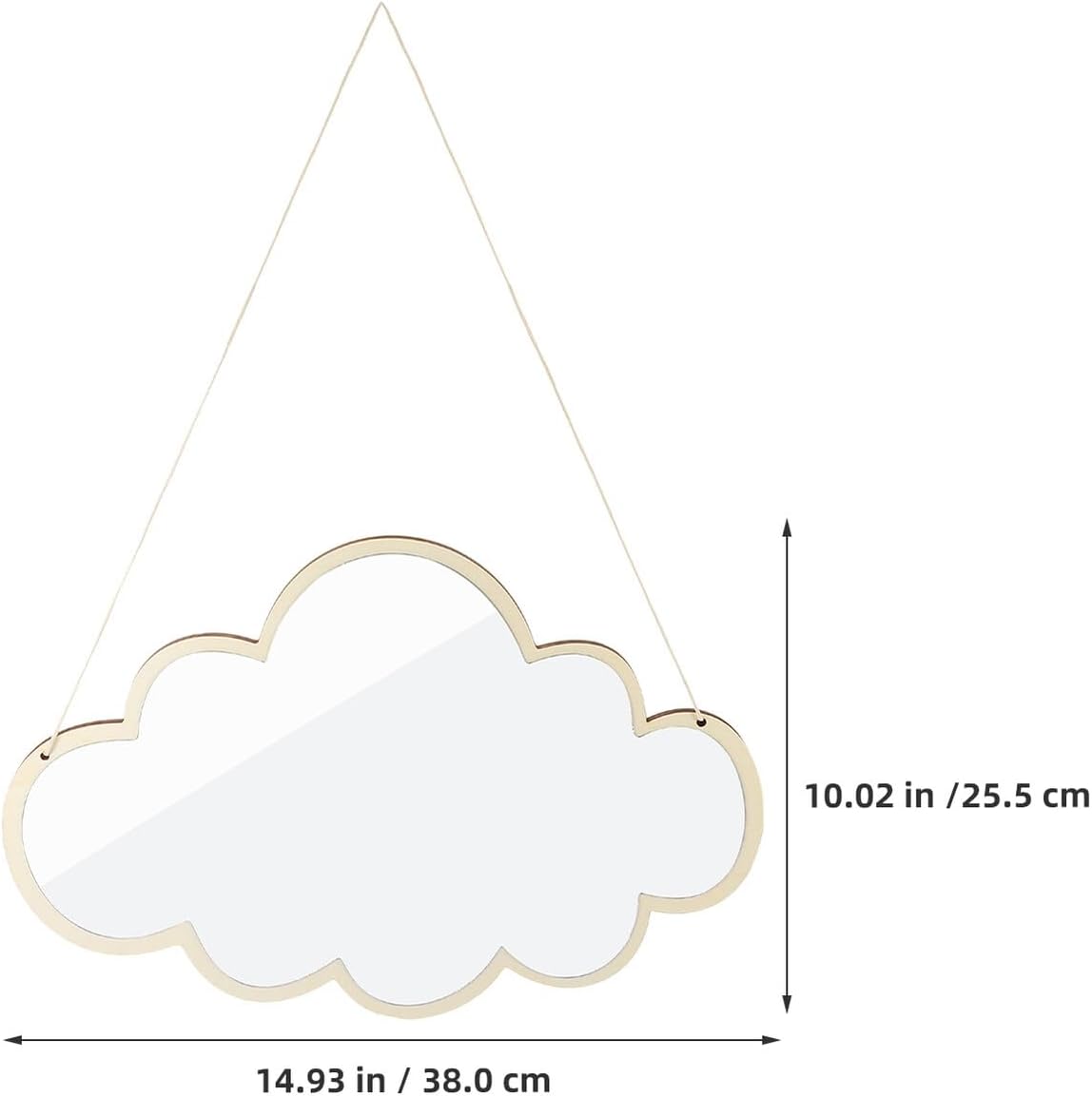 Cloud-Shaped Acrylic Mirror with Wooden Frame 2pcs Hanging Wall Mounted Vanity Mirrors for Nursery Bathroom and Bedroom Décor