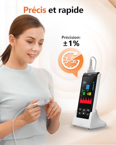 Wiederaufladbare Fingerspitzen-Pulsoximeter, Handpulsoximeter, SpO2 und Pulsfrequenz Finger Blutsauerstoffsättigungsmonitor, tragbares Sauerstoffmessgerät