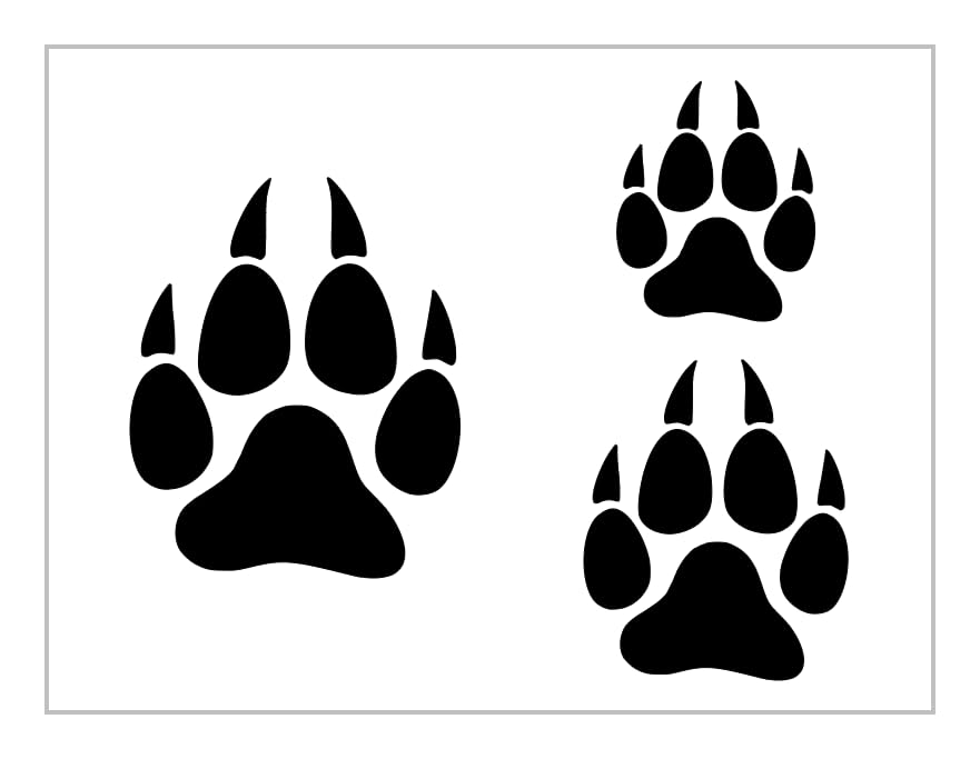 Wolf Paw Print Stencil 3 Sizes Dog Puppy Foot Silhouette