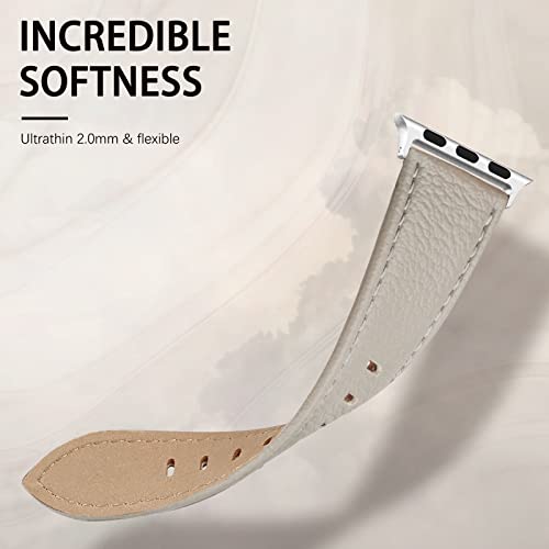 Swees Leather Band Compatible For Iwatch 38Mm 40Mm, Genuine Leather Replacement Strap Rose Gold Buckle Compatible Iwatch Series 6 5 4 3 2 1 Sports & Edition Women And Men, Classic Gray #TOP3