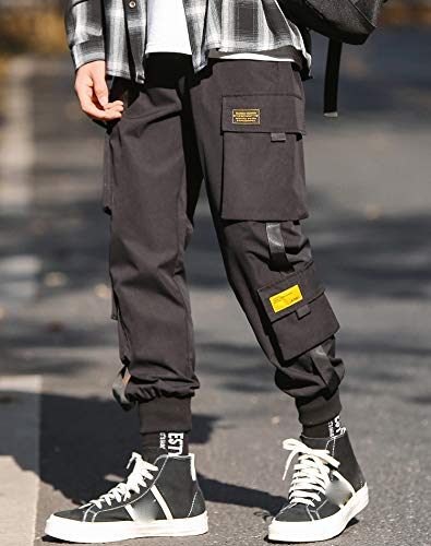 MOKEWEN Men's Ribbon Pocket Techwear Jogging Cargo Combat Tactic Ankle Pants2