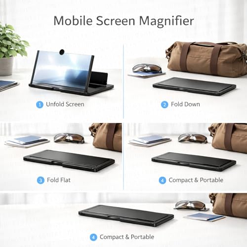 Image of DRUMSTONE ( 2026 Brings 15 Years Warranty ) 12 Inch 3D Mobile Screen Magnifier with Foldable Stand | HD Phone Screen Enlarger | Eye Protection Amplifier for Movies Gaming Video