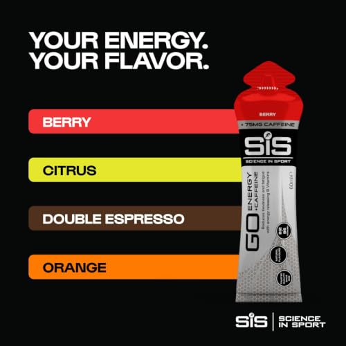 Image of Science in Sport GO Energy + Caffeine Energy Gel for Elite Athletes - 22g Carbohydrates & 75mg Caffeine - Isotonic Formula - Sports Nutrition - Berry Flavor - 30 Count