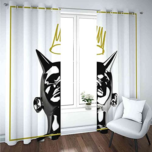 Rideaux à oeillets 100% polyester occultant 3D art statue noire - 4