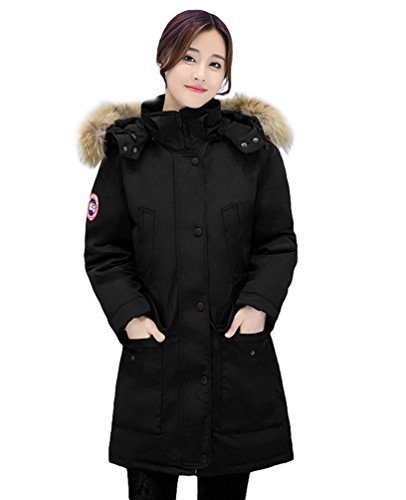 YOUJIA Femme Chaud Hiver Parka Mi Longue Militaire Fausse Fourrure Capuche Veste Manteau Blouson (Noir, Asia...