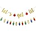Gold Glittery Let's Get Lit Banner and Glittery Christmas Theme Garland Decor- Christmas Holiday Party Decorations,New Year Eve Party Decor,Home Decor,Mantel Home Decor