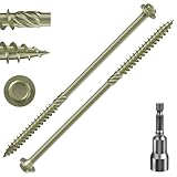 (1 lbs 17PCS)#14 x 6 Yellow Hex Exterior Lag Screws,6.3x150mm, Structural Wood Screw, Heavy Duty Construction Screw, Rust Resistant, Washer Head, Yellow Coated Exterior Wood Screws