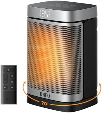 Dreo Calefactor Atom One, 3-Modos 3-Velocidades, 70°Oscilación, Calefactor cerámico de PTC con termostato, con termostato, temporizador 1-12H, Mando a...
