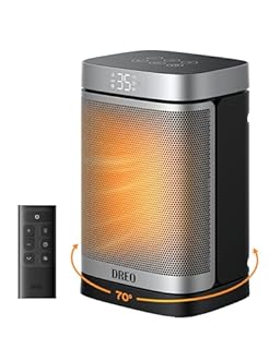 Dreo Chauffage d'appoint Atom One, Oscillant sur 70°, Électrique, Radiateur céramique PTC avec thermostat, Minuterie 1-12 h, Télécommande, Protection anti-surchauffe et anti-basculement, Mode ECO