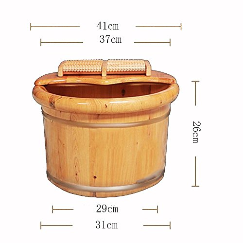 Spa para pies con masaje y burbujas de madera sólida miniatura 6