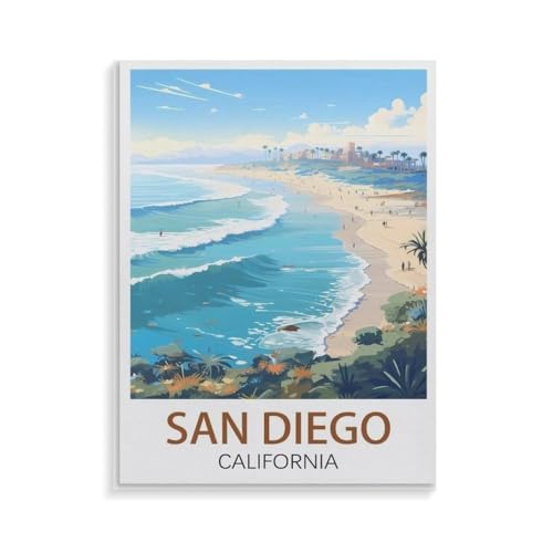 XJUfW par Numéro avec Peintures et Pinceaux, Pour Mural Décor，San Diego Californie，Peinture par Numéros pour Adulte, Coeur Cristal Peinture Numero, Peinture Numero Adulte Débutants, 40x50cm(AA-1245