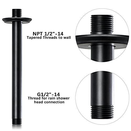 Anpean 8 Inch Shower Arm And Flange Matte Black, Ceiling Mounted Shower Arm For Rain Shower Head #TOP3