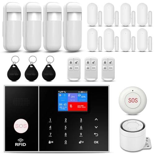 XNH WiFi Alarmas para Casa Inalámbrico, Sistema de Alarma Doméstica Antirrobo con Alerta App, Incluye: Sensores de Puertas/Ventanas,Dtecteores de Movimiento,Sirena, Mandos a Distancia