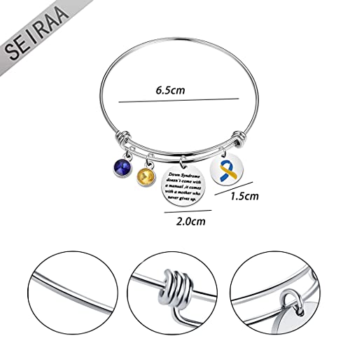 Bracelet ruban jaune et bleu syndrome de Down SEIRAA M