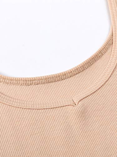 Sweatyrocks Women's Sleeveless Casual Ribbed Knit Shirt Basic Crop Tank Top Nude M #TOP3