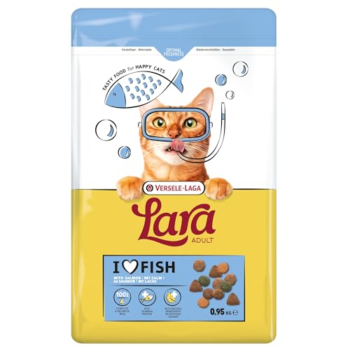 Image of Versele Lara Adult Cat Food with Salmon | 950g | Complete Balanced Nutrition for Adult Cats | Delicious Salmon Flavour