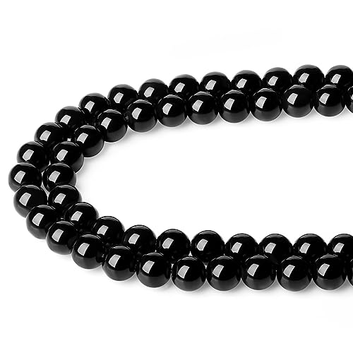 XIANNVXI 8mm Round Loose Black Obsidian Beads for Crafting Crystal Black Beads for Jewelry Making Bracelet Making 47 Pcs - Image 3