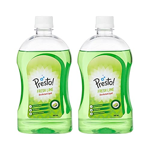 Amazon Brand - Presto! Multipurpose Disinfectant Liquid, 500 ml, Fresh Lime (Pack of 2)