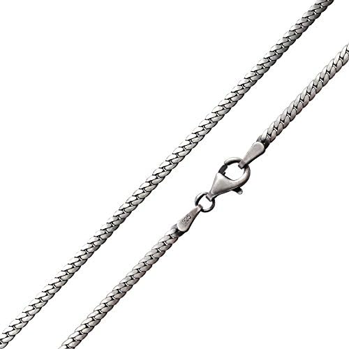 Zilveren ketting voor dames, 925 zilver, platte pantserketting, 42 cm x 3 mm