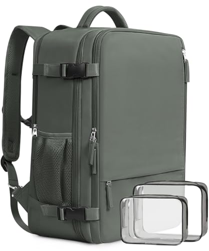 Beraliy Airline Approved Carry On Travel Backpack for Men Women Personal Item Bag for College Business Hiking Olive-green X-Large Travel Backpacks