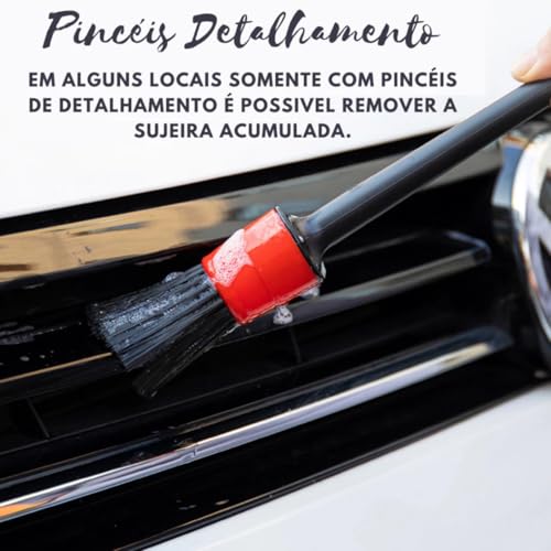 Kit de Escovas de Detalhamento Automotivo para Carro e Moto - 5 Peças para Limpeza de Rodas, Interio