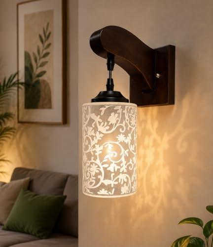 Image of Home Decor Wall Lights Glass Lamp Shade with Premium Finish & E27 Bulb Holder for Living Room, Bedroom, Balcony, Kitchen, Cafes | Decorative Night Lamps Fixtures | Elegant Wall Hanging Lights
