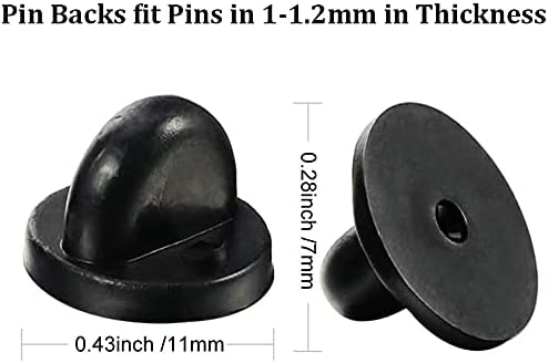 Miniatura 6 de Parte trasera de goma para alfiler, 50 piezas de solapa, parte trasera de seguridad para broche, corbata, sombrero, insignia, color negro