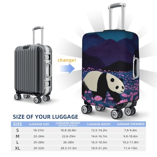 Panda Walking Pink Daisies Field Elastic Travel Luggage Covers Dustproof Scratch-Resistant Suitcase Protector Fit 22-24 Inch4