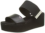  Hilfiger Denim Material Mix Flatform Sandal, Sandalias con Plataforma Plana para Mujer, Negro (Black 990), 40 EU