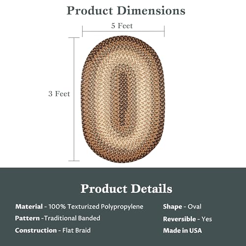 Rhody-Rug-Easy-Living-EL33-Taupetone-3-x-5-Oval-Braided-Area-Rug-Home-Decor-Floor-Mat-or-Bedroom-Rug-Easy-Care-Ideal-for-High-Traffic-Areas-in-Hallway-and-Living-Room-Made-in-USA Rhody Rug Easy Living EL33 Taupetone 3 x 5 Oval Braided Area Rug Home Decor Floor Mat or Bedroom Rug Easy Care Ideal for High Traffic Areas in Hallway and Living Room Made in USA