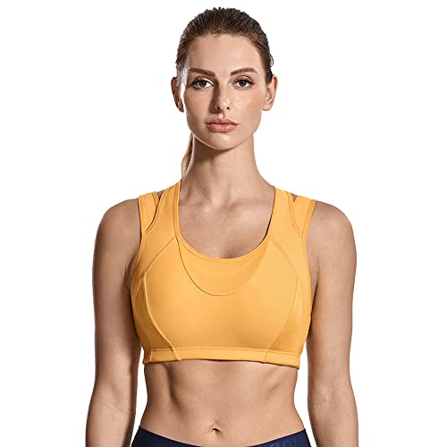 Soutien-gorge de sport maintien dos croisé sans fil jaune pour femme XL