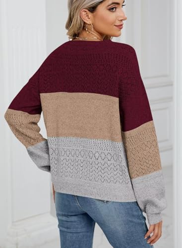 Image of JOCAFIYE Womens Sweaters Casual Long Sleeve V Neck Lightweight Hollow Out Pullover Sweater Tops