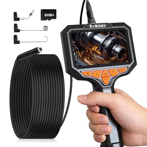 Borescope Camera with Light, Video Inspection Scope with 8 LED Lights, 1920P HD Industrial Endoscope with 4.3'' IPS Screen,16.4 ft Detachable Flexible Snake Endoscope, 32G TF Card, for Car, Mechanics