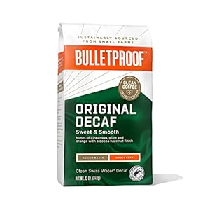Bulletproof Original Medium Roast Whole Bean Decaf Coffee, 12 Ounces, 100% Arabica Coffee Sourced from Central and South America