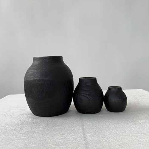 Jarrón de madera maciza de estilo asiático para decoración del hogar 4