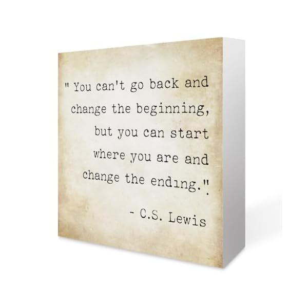 Inspirational quotes office decor for men rustic wooden block plaque box sign for home office desk shelf table motivational wall decor inspirational gifts for women men friends cs lewis  urban country home decor