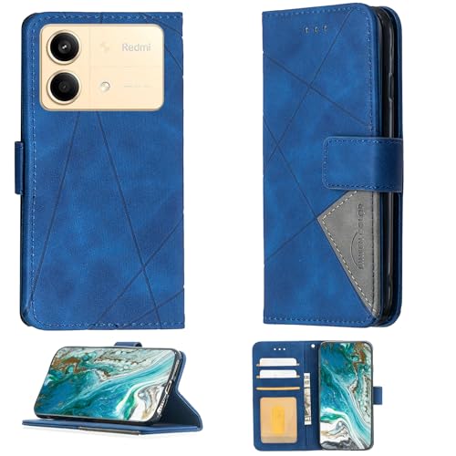 Aroepurt Case Compatible for Poco X6 Neo Phone Case Cover Flip Stand Cover PU Leather Wallet Case Blue