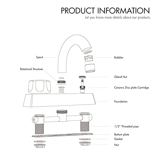Solvex Centerset Bathroom Faucet 2 Handle, 4 Inch Watersense Bathroom Sink Faucet, 3 Hole Low Arc Bathroom Faucet Chrome, Bathroom Basin Faucet Deck Mounted,Sp-40063 #TOP7
