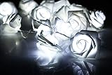 20 Led Battery Operated String Premium Romantic Flower Fairy Rose Light Lamp Outdoor for Room, Valentine's Day, Wedding, Christmas, Patio, Garden, Festival Party Decor (Cold White)