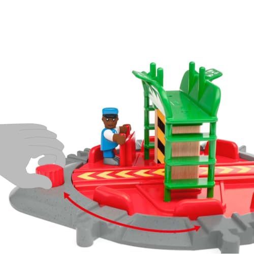 BRIO World 33476 - Turntable & Figure | 2 Piece Wooden Toy Train Accessory for Kids | Multiple Track Connection Points | Spacious Turntable | Poseable Train Engineer Figure | Ages 3 and Up - image 7